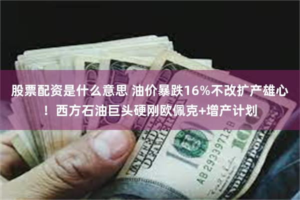 股票配资是什么意思 油价暴跌16%不改扩产雄心！西方石油巨头硬刚欧佩克+增产计划
