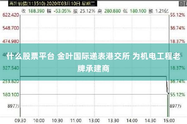 什么股票平台 金叶国际递表港交所 为机电工程老牌承建商
