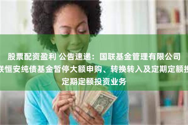 股票配资盈利 公告速递：国联基金管理有限公司关于国联恒安纯债基金暂停大额申购、转换转入及定期定额投资业务
